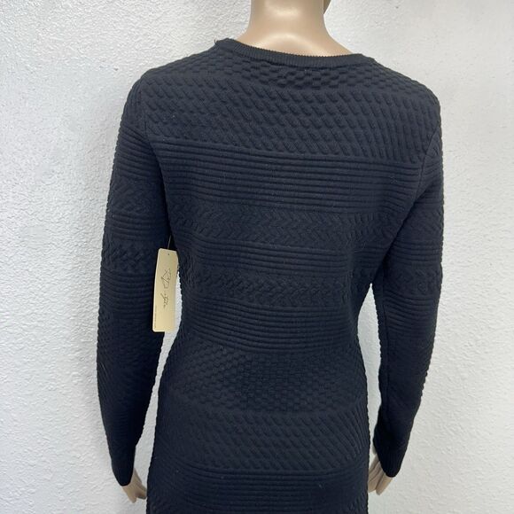RD Style Women's Black Rib Knit Sweater Dress Capsule Staple Office Holiday - Picture 8 of 9